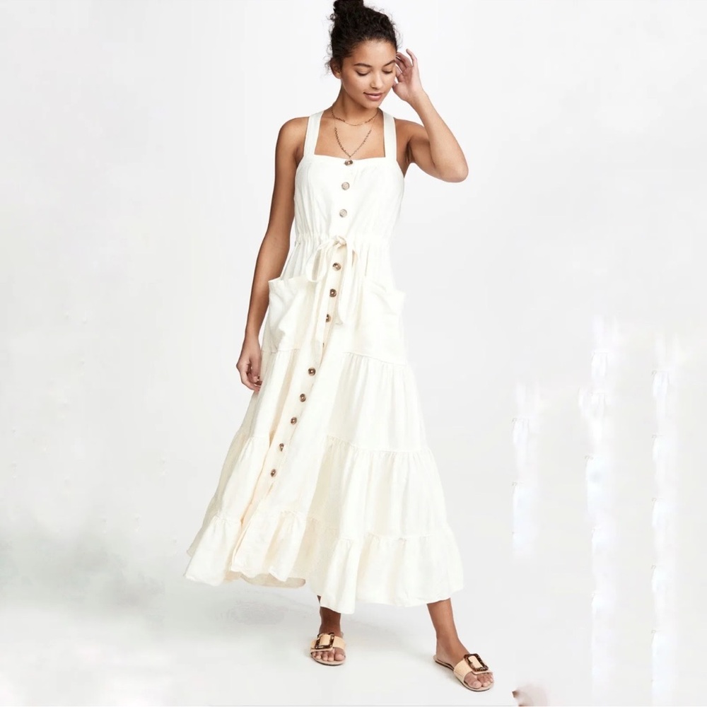 Free People Catch The Breeze Midi Summer Dress size medium $168 EUC sold out!